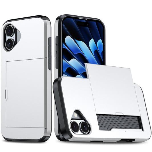 For iPhone 16 Plus Shockproof Armor Phone Case with Card Slot(Silver) - iPhone 16 Plus Cases by PMC Jewellery | Online Shopping South Africa | PMC Jewellery | Buy Now Pay Later Mobicred