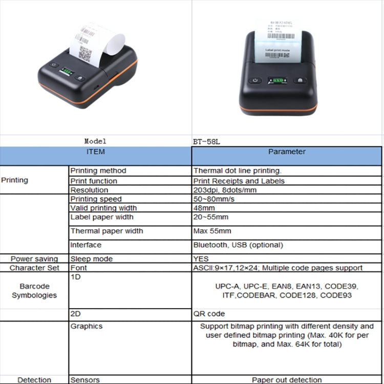 BT-58L 58mm USB+Bluetooth Thermal Label Printer(EU Plug) - Printer by PMC TechLife | Online Shopping South Africa | PMC TechLife | Buy Now Pay Later Mobicred