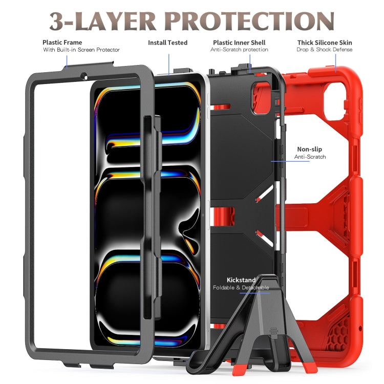For iPad Pro 11 2024 Colorful Silicone Heavy Duty Hybrid PC Tablet Case(Red) - iPad Pro 11 2024 Cases by PMC TechLife | Online Shopping South Africa | PMC TechLife | Buy Now Pay Later Mobicred
