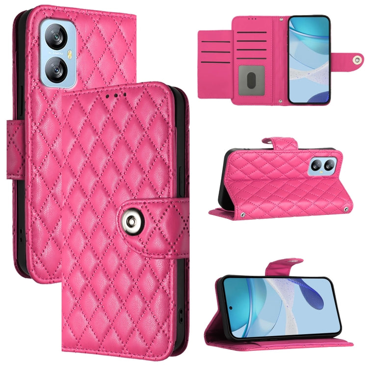 For Blackview A52 Rhombic Texture Flip Leather Phone Case with Lanyard(Rose Red) - More Brand by PMC TechLife | Online Shopping South Africa | PMC TechLife | Buy Now Pay Later Mobicred