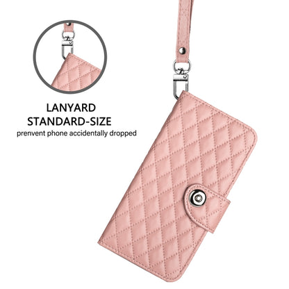 For Blackview A53 Rhombic Texture Flip Leather Phone Case with Lanyard(Coral Pink) - More Brand by PMC Jewellery | Online Shopping South Africa | PMC Jewellery | Buy Now Pay Later Mobicred
