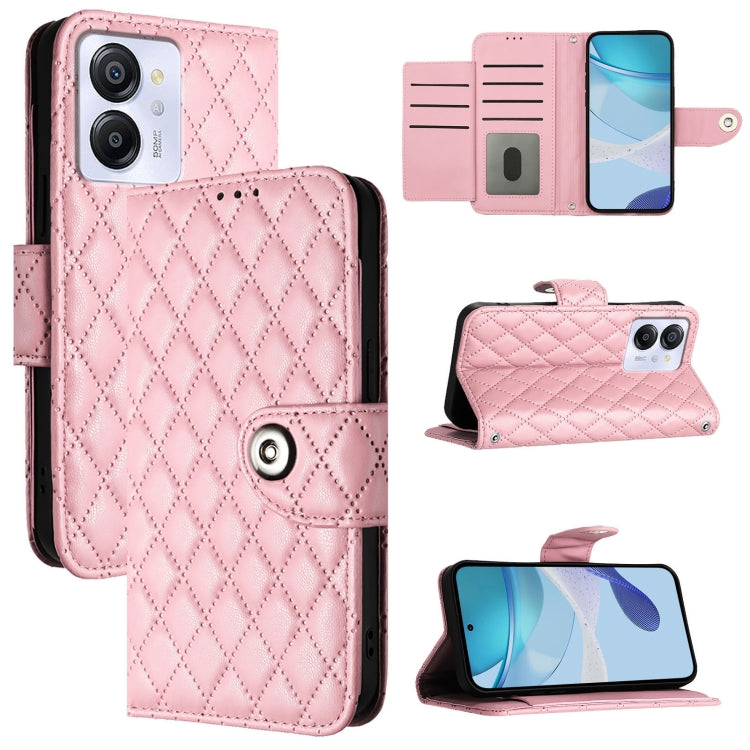 For Blackview Color 8 Rhombic Texture Flip Leather Phone Case with Lanyard(Pink) - More Brand by PMC TechLife | Online Shopping South Africa | PMC TechLife | Buy Now Pay Later Mobicred
