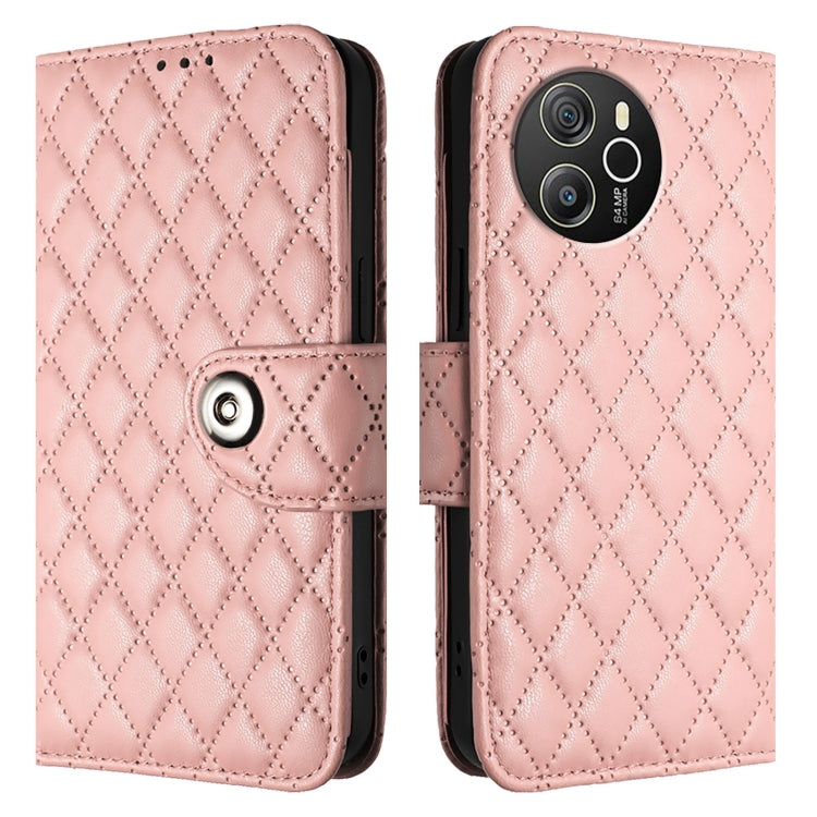 For Blackview Shark 8 Rhombic Texture Flip Leather Phone Case with Lanyard(Coral Pink) - More Brand by PMC Jewellery | Online Shopping South Africa | PMC Jewellery | Buy Now Pay Later Mobicred