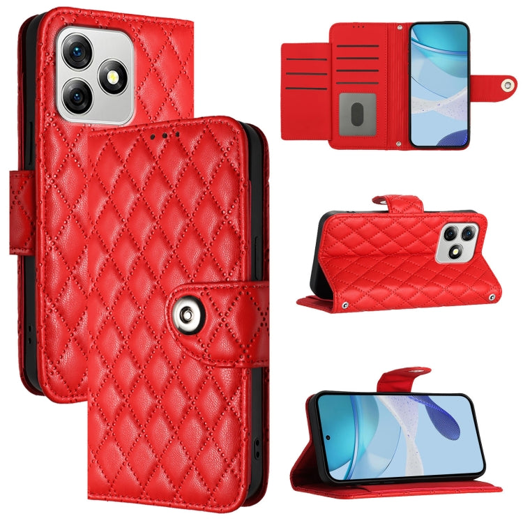 For Ulefone Note 18 Ultra Rhombic Texture Flip Leather Phone Case with Lanyard(Red) - Ulefone Cases by PMC Jewellery | Online Shopping South Africa | PMC Jewellery | Buy Now Pay Later Mobicred