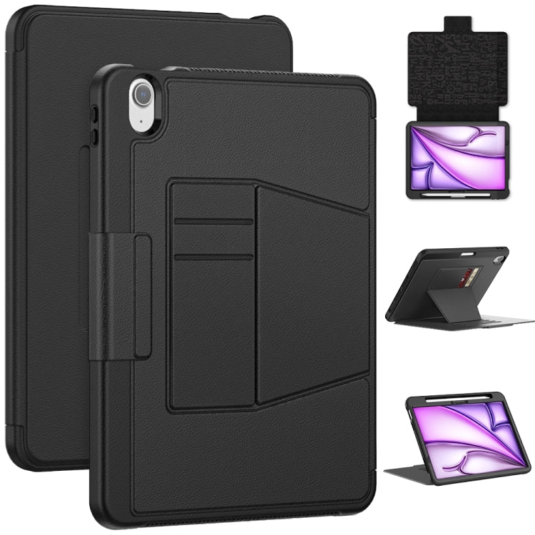 For iPad Air 11 2024 Smart B Magnetic Holder Leather Tablet Case(Black) - iPad Air 11 2024 Cases by PMC TechLife | Online Shopping South Africa | PMC TechLife | Buy Now Pay Later Mobicred