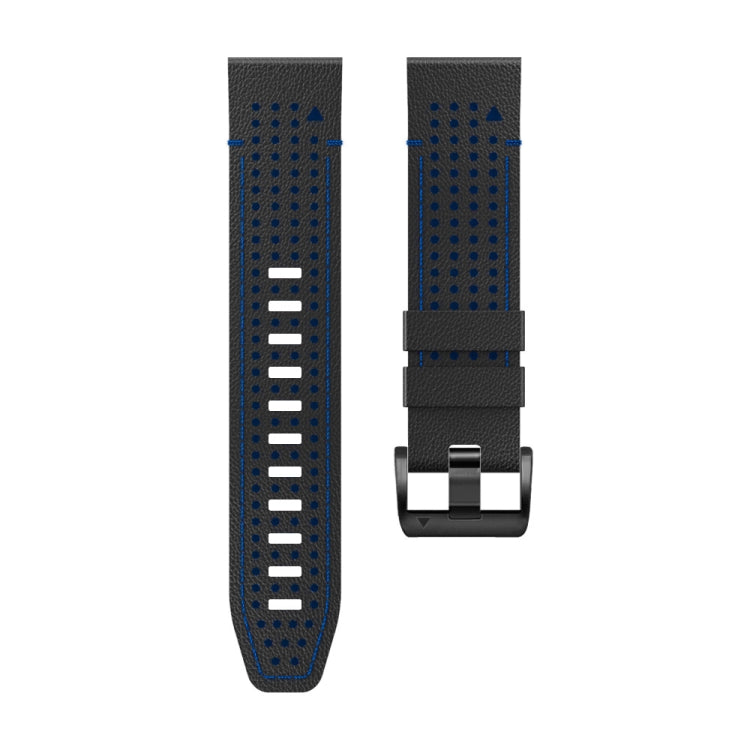 For Garmin Fenix 7 22mm Dot Hole Silicone Leather Quick Release Watch Band(Black Blue) - free shipping - PMc TechLife - Order now!