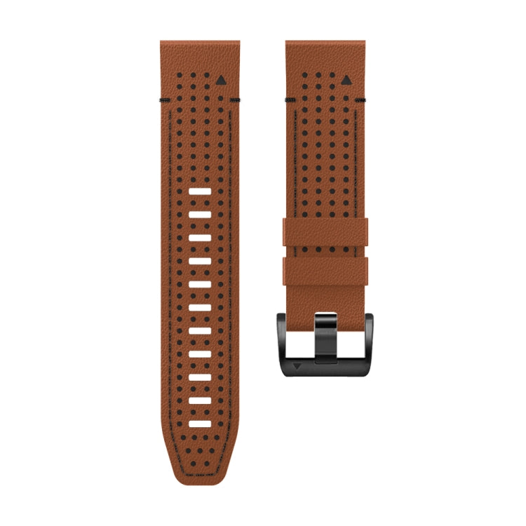 For Garmin Fenix 7 22mm Dot Hole Silicone Leather Quick Release Watch Band(Brown Black) - free shipping - PMc TechLife - Order now!