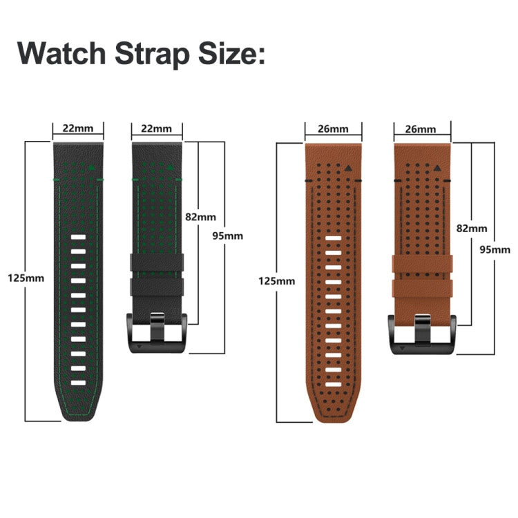 For Garmin Fenix 7X 26mm Dot Hole Silicone Leather Quick Release Watch Band(Coffee Orange) - free shipping - PMc TechLife - Order now!