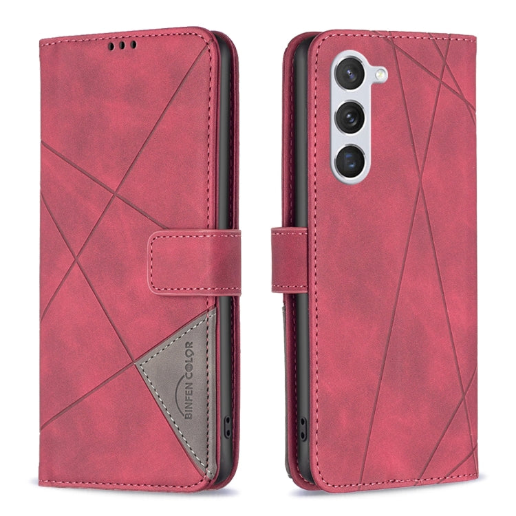 For Samsung Galaxy S25 5G Magnetic Buckle Rhombus Texture Leather Phone Case(Red) - Galaxy S25 5G Cases by PMC Jewellery | Online Shopping South Africa | PMC Jewellery | Buy Now Pay Later Mobicred