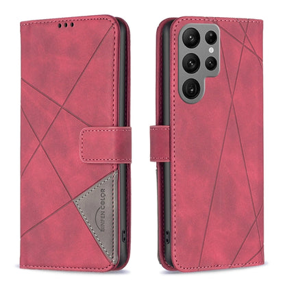 For Samsung Galaxy S25 Ultra 5G Magnetic Buckle Rhombus Texture Leather Phone Case(Red) - Galaxy S25 Ultra 5G Cases by PMC Jewellery | Online Shopping South Africa | PMC Jewellery | Buy Now Pay Later Mobicred