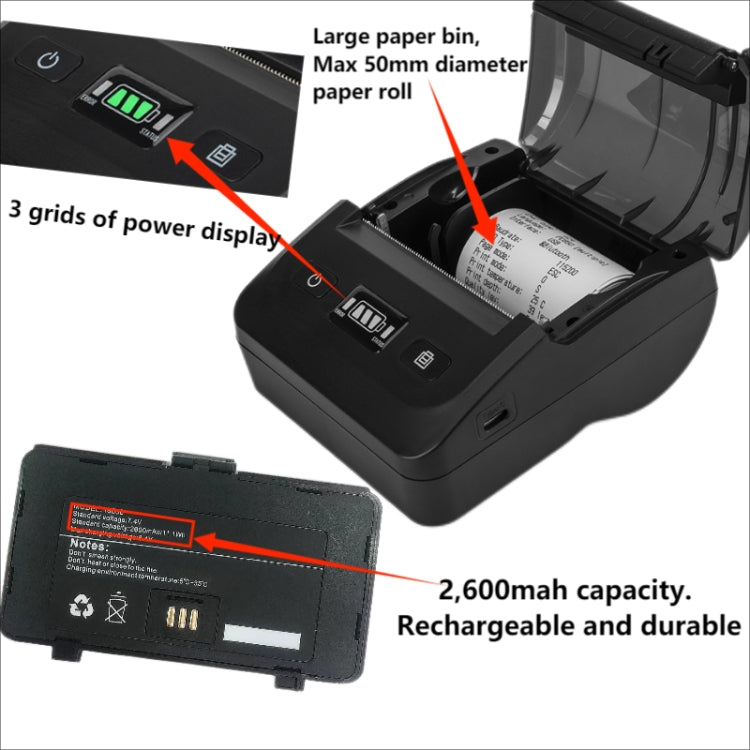 BT-802 80mm USB-C/Type-C + Bluetooth Portable Thermal Printer(EU Plug) - Printer by PMC Jewellery | Online Shopping South Africa | PMC Jewellery | Buy Now Pay Later Mobicred