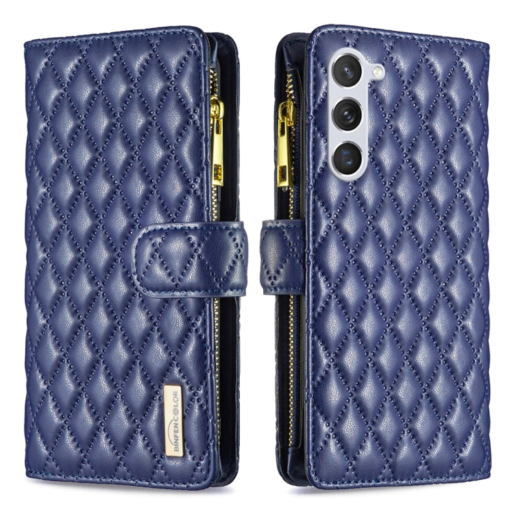 For Samsung Galaxy S25+ 5G Diamond Lattice Zipper Wallet Leather Flip Phone Case(Blue) - Galaxy S25+ 5G Cases by PMC Jewellery | Online Shopping South Africa | PMC Jewellery | Buy Now Pay Later Mobicred