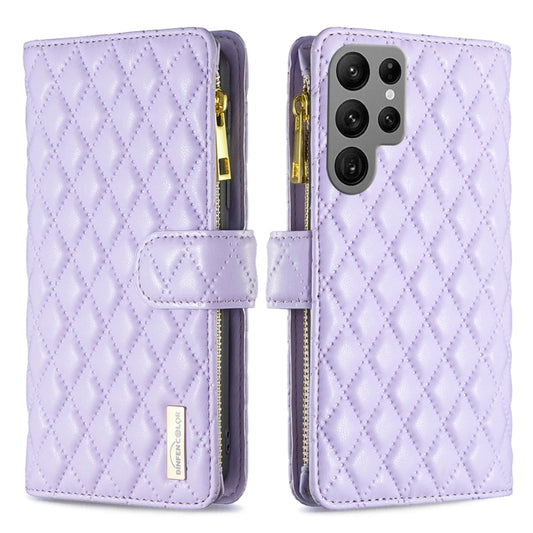 For Samsung Galaxy S25 Ultra 5G Diamond Lattice Zipper Wallet Leather Flip Phone Case(Purple) - Galaxy S25 Ultra 5G Cases by PMC Jewellery | Online Shopping South Africa | PMC Jewellery | Buy Now Pay Later Mobicred