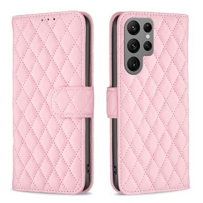 For Samsung Galaxy S25 Ultra 5G Diamond Lattice Wallet Flip Leather Phone Case(Pink) - Galaxy S25 Ultra 5G Cases by PMC Jewellery | Online Shopping South Africa | PMC Jewellery | Buy Now Pay Later Mobicred