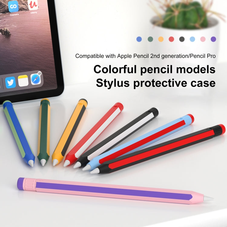 For Apple Pencil 2 / Pencil Pro Colorful Pencil Style Stylus Silicone Protective Case(Yellow Black) - Pencil Accessories by PMC Jewellery | Online Shopping South Africa | PMC Jewellery | Buy Now Pay Later Mobicred