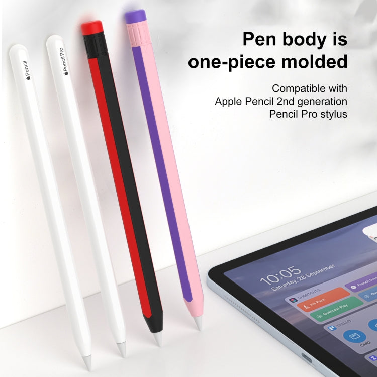 For Apple Pencil 2 / Pencil Pro Colorful Pencil Style Stylus Silicone Protective Case(Yellow Black) - Pencil Accessories by PMC Jewellery | Online Shopping South Africa | PMC Jewellery | Buy Now Pay Later Mobicred