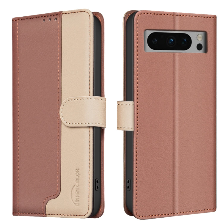 For Google Pixel 9 Pro Color Matching RFID Anti-theft Leather Phone Case(Brown) - Google Cases by PMC Jewellery | Online Shopping South Africa | PMC Jewellery | Buy Now Pay Later Mobicred