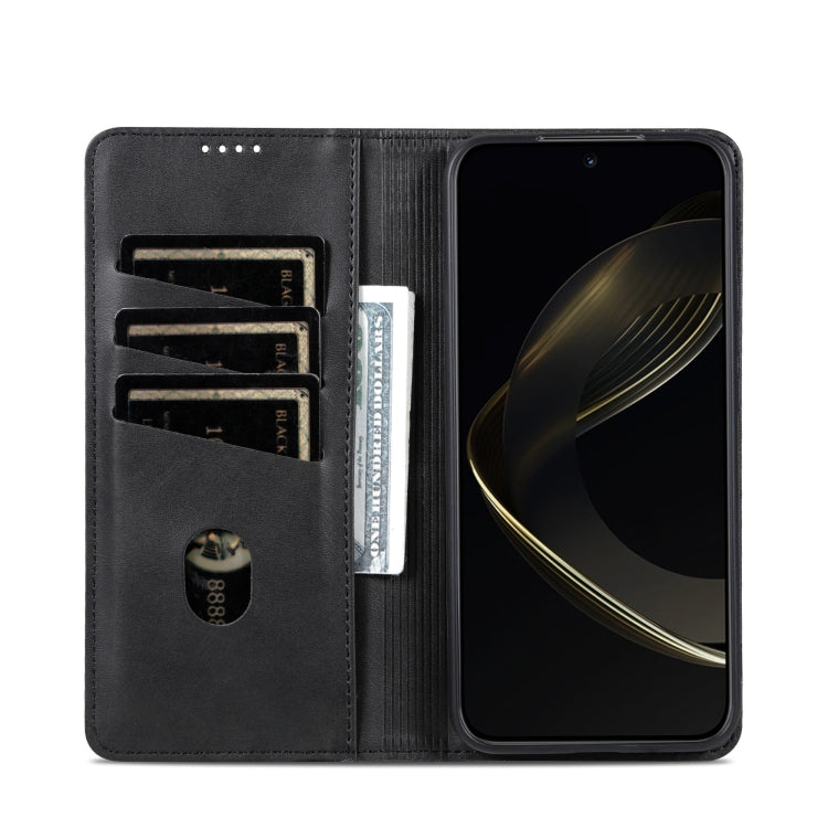 For Samsung Galaxy S25 5G AZNS Magnetic Calf Texture Flip Leather Phone Case(Black) - free shipping - PMC Jewellery - Order now!