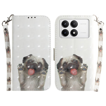 For Xiaomi Redmi K70 Pro / K70 3D Colored Flip Leather Phone Case(Pug) - K70 Cases by PMC Jewellery | Online Shopping South Africa | PMC Jewellery | Buy Now Pay Later Mobicred