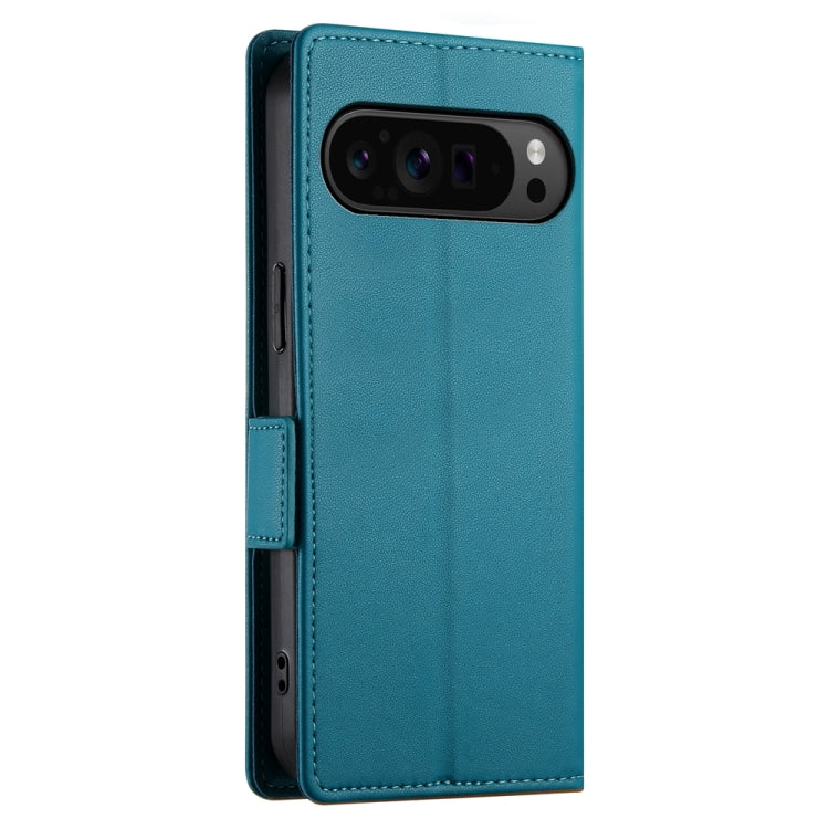 For Google Pixel 9 Pro Side Buckle Magnetic Frosted Leather Phone Case(Blue) - Google Cases by PMC Jewellery | Online Shopping South Africa | PMC Jewellery | Buy Now Pay Later Mobicred