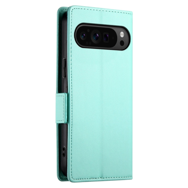 For Google Pixel 9 Pro Side Buckle Magnetic Frosted Leather Phone Case(Mint Green) - Google Cases by PMC Jewellery | Online Shopping South Africa | PMC Jewellery | Buy Now Pay Later Mobicred