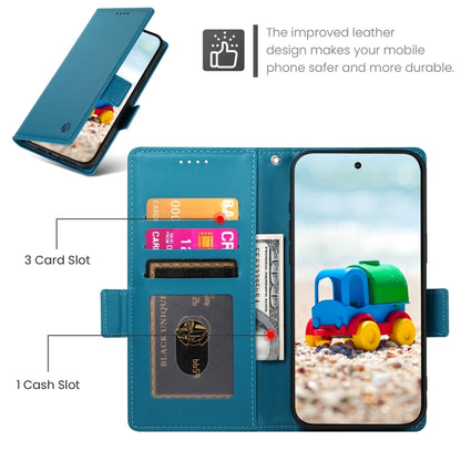 For Google Pixel 9 Side Buckle Magnetic Frosted Leather Phone Case(Blue) - Google Cases by PMC Jewellery | Online Shopping South Africa | PMC Jewellery | Buy Now Pay Later Mobicred