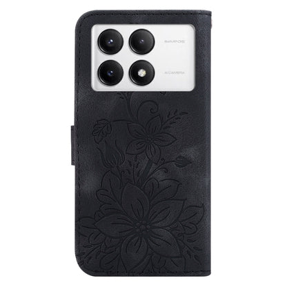 For Xiaomi Redmi K70 / K70 Pro Lily Embossed Leather Phone Case(Black) - K70 Cases by PMC Jewellery | Online Shopping South Africa | PMC Jewellery | Buy Now Pay Later Mobicred