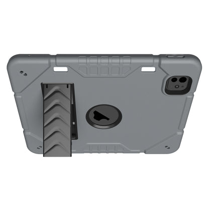 For iPad Pro 11 2024 Armor Holder Silicone Hybrid PC Tablet Case(Grey Black) - iPad Pro 11 2024 Cases by PMC Jewellery | Online Shopping South Africa | PMC Jewellery | Buy Now Pay Later Mobicred