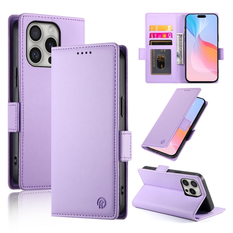 For iPhone 16 Pro Side Buckle Magnetic Frosted Leather Phone Case(Purple) - iPhone 16 Pro Cases by PMC TechLife | Online Shopping South Africa | PMC TechLife | Buy Now Pay Later Mobicred