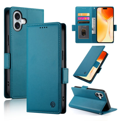 For iPhone 16 Plus Side Buckle Magnetic Frosted Leather Phone Case(Blue) - iPhone 16 Plus Cases by PMC Jewellery | Online Shopping South Africa | PMC Jewellery | Buy Now Pay Later Mobicred