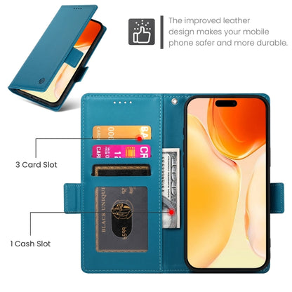 For iPhone 16 Plus Side Buckle Magnetic Frosted Leather Phone Case(Blue) - iPhone 16 Plus Cases by PMC Jewellery | Online Shopping South Africa | PMC Jewellery | Buy Now Pay Later Mobicred