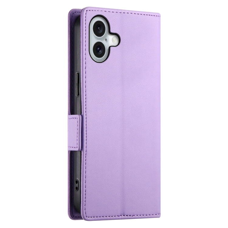For iPhone 16 Plus Side Buckle Magnetic Frosted Leather Phone Case(Purple) - iPhone 16 Plus Cases by PMC TechLife | Online Shopping South Africa | PMC TechLife | Buy Now Pay Later Mobicred