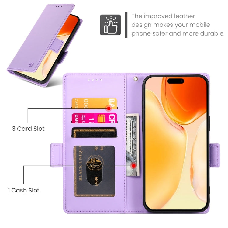 For iPhone 16 Plus Side Buckle Magnetic Frosted Leather Phone Case(Purple) - iPhone 16 Plus Cases by PMC Jewellery | Online Shopping South Africa | PMC Jewellery | Buy Now Pay Later Mobicred