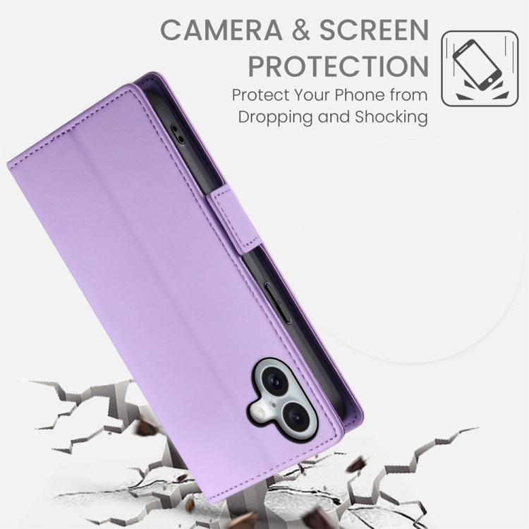 For iPhone 16 Plus Side Buckle Magnetic Frosted Leather Phone Case(Purple) - iPhone 16 Plus Cases by PMC TechLife | Online Shopping South Africa | PMC TechLife | Buy Now Pay Later Mobicred