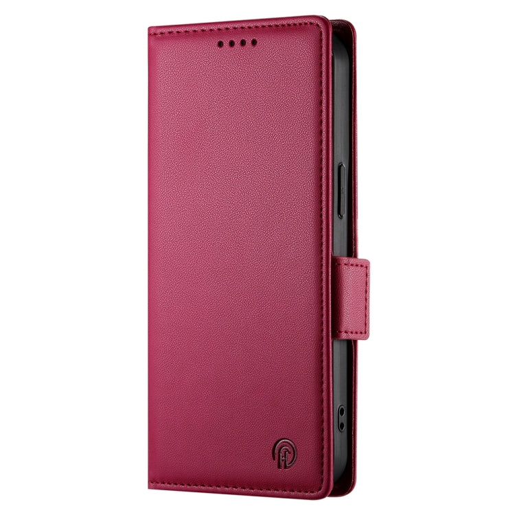 For iPhone 16 Side Buckle Magnetic Frosted Leather Phone Case(Wine Red) - iPhone 16 Cases by PMC Jewellery | Online Shopping South Africa | PMC Jewellery | Buy Now Pay Later Mobicred