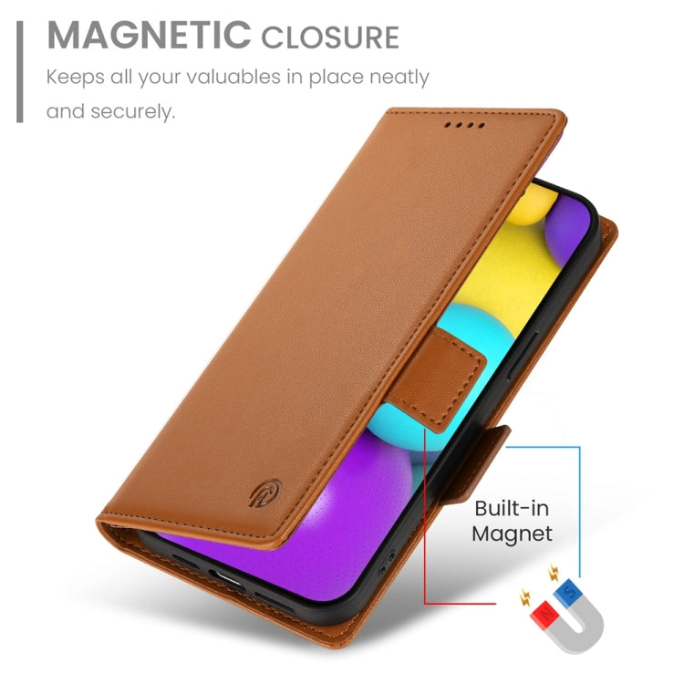 For iPhone 16 Side Buckle Magnetic Frosted Leather Phone Case(Brown) - iPhone 16 Cases by PMC TechLife | Online Shopping South Africa | PMC TechLife | Buy Now Pay Later Mobicred