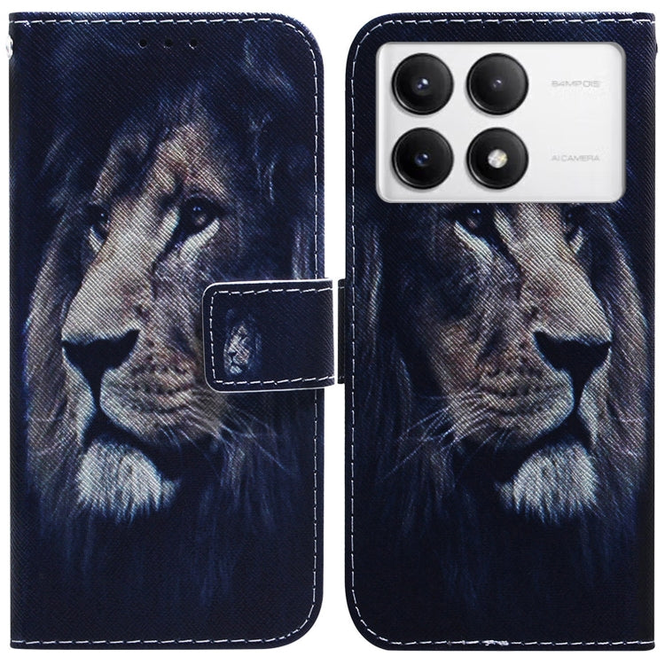 For Xiaomi Redmi K70 Pro / K70 Coloured Drawing Flip Leather Phone Case(Lion) - K70 Cases by PMC Jewellery | Online Shopping South Africa | PMC Jewellery | Buy Now Pay Later Mobicred