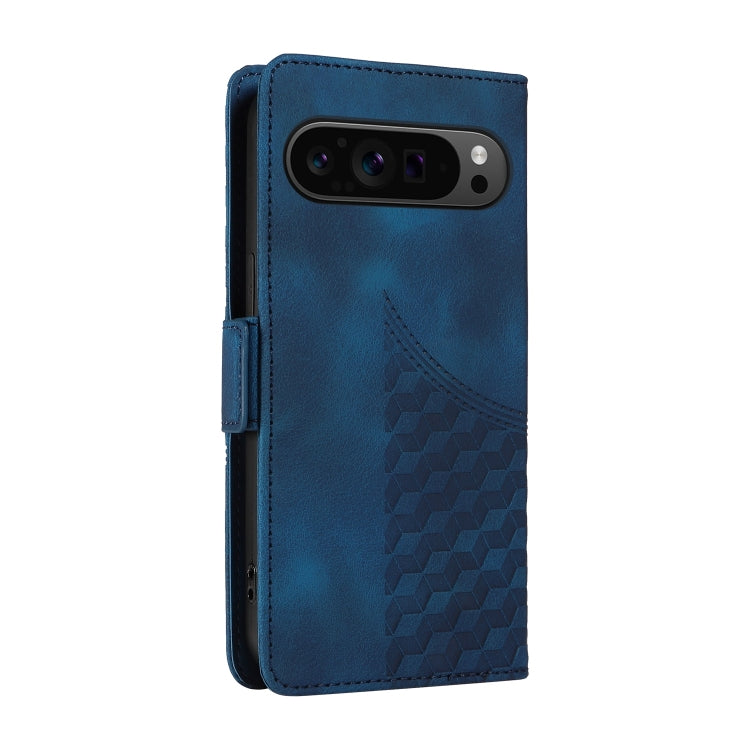 For Google Pixel 9 Pro XL Embossed Rhombus Starry Leather Phone Case(Blue) - Google Cases by PMC TechLife | Online Shopping South Africa | PMC TechLife | Buy Now Pay Later Mobicred