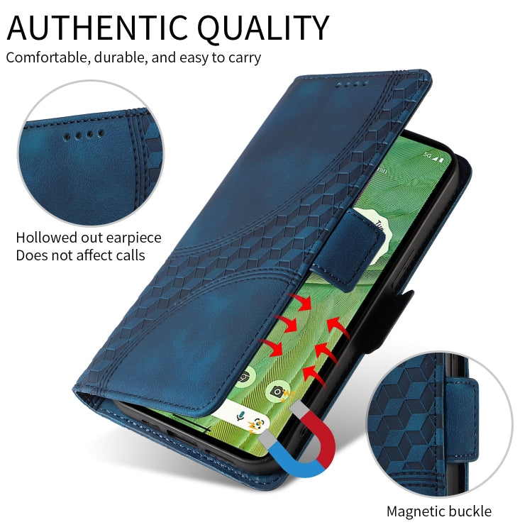 For Google Pixel 9 Pro XL Embossed Rhombus Starry Leather Phone Case(Blue) - Google Cases by PMC TechLife | Online Shopping South Africa | PMC TechLife | Buy Now Pay Later Mobicred