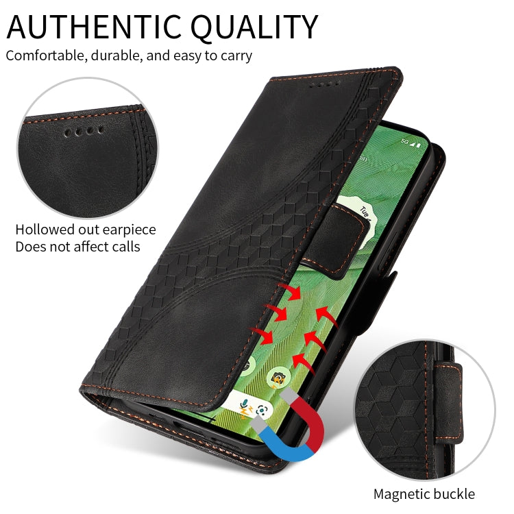 For Google Pixel 9 Pro XL Embossed Rhombus Starry Leather Phone Case(Black) - Google Cases by PMC TechLife | Online Shopping South Africa | PMC TechLife | Buy Now Pay Later Mobicred