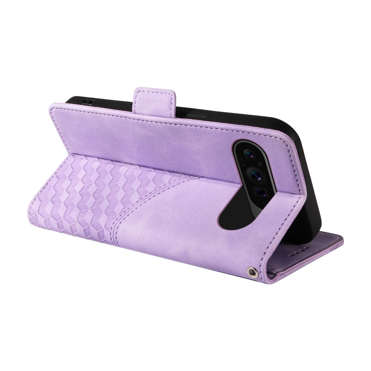 For Google Pixel 9 Pro XL Embossed Rhombus Starry Leather Phone Case(Purple) - Google Cases by PMC TechLife | Online Shopping South Africa | PMC TechLife | Buy Now Pay Later Mobicred