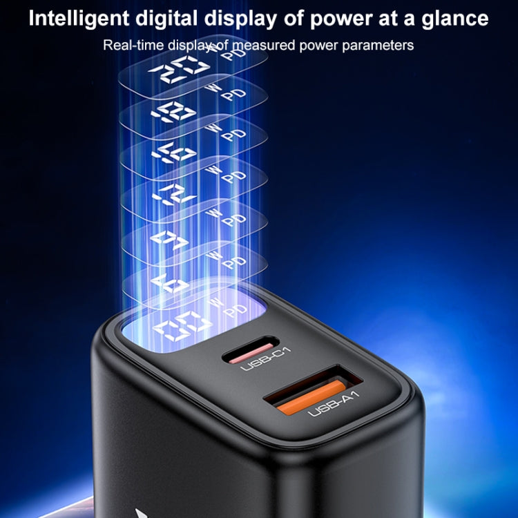 Yesido YC12U 20W USB-C / Type-C + USB Digital Display Charger, Specification:US Plug(Black) - free shipping - PMC TechLife - Order now!