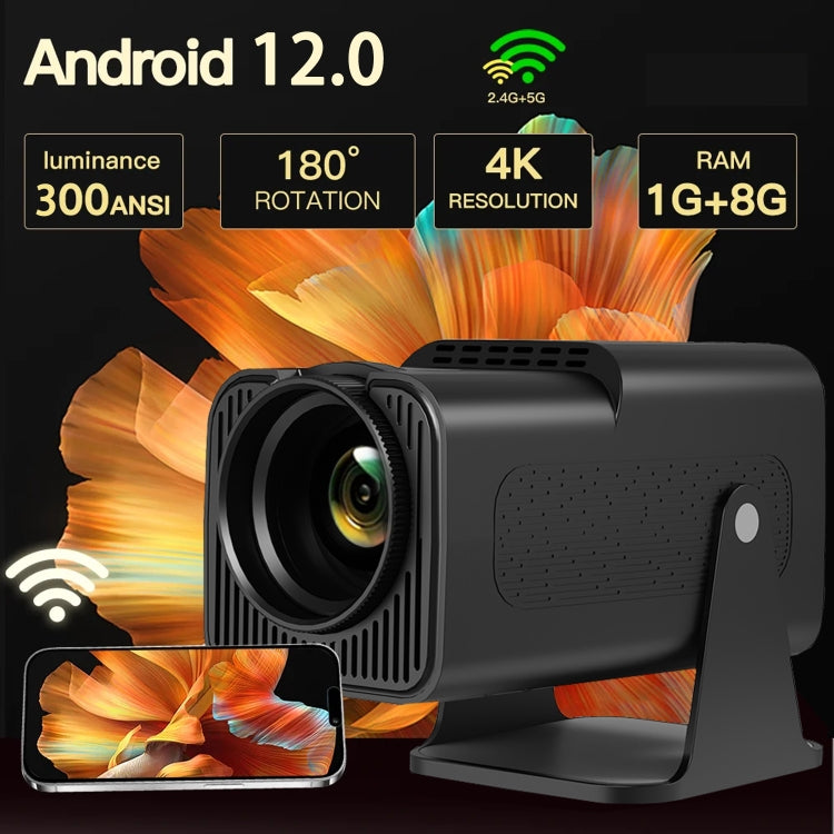Y6S 4K Android 12.0 Portable Home HD Mini WiFi Projector(US Plug) - Mini Projector by PMC TechLife | Online Shopping South Africa | PMC TechLife | Buy Now Pay Later Mobicred