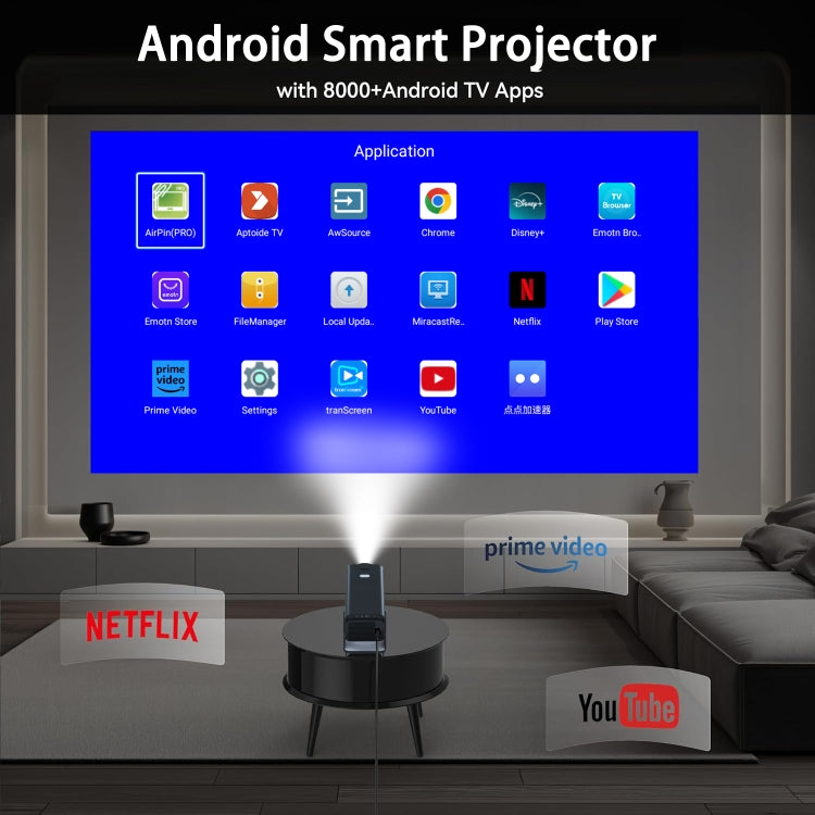 Y6S 4K Android 12.0 Portable Home HD Mini WiFi Projector(UK Plug) - Mini Projector by PMC TechLife | Online Shopping South Africa | PMC TechLife | Buy Now Pay Later Mobicred