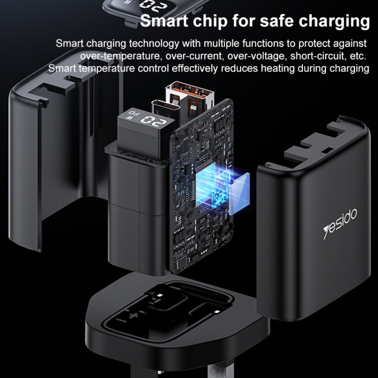 Yesido YC87 PD 20W USB-C / Type-C + USB Digital Display Charger, Specification:UK Plug(Black) - USB Charger by Yesido | Online Shopping South Africa | PMC TechLife | Buy Now Pay Later Mobicred