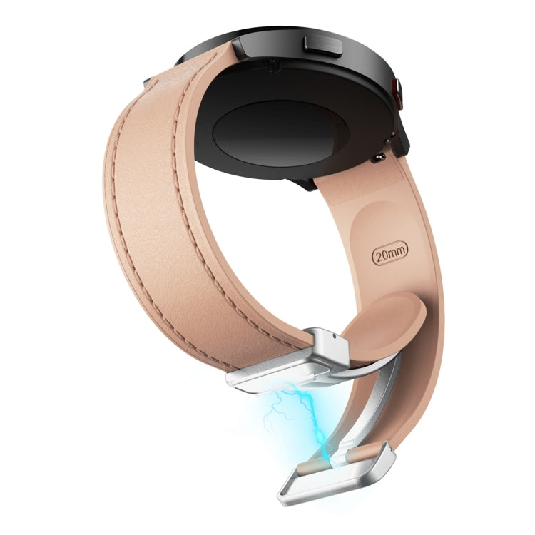 20mm Magnetic Silver Buckle Silicone Leather Watch Band(Pink) - free shipping - PMC TechLife - Order now!