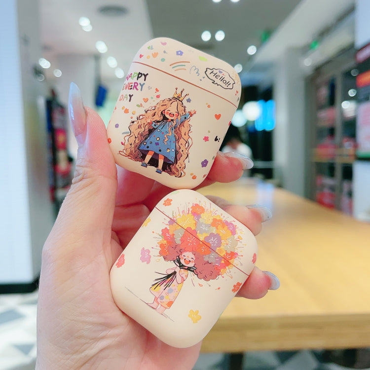For AirPods Pro 2 Girl Pattern Earbuds Box Frosted TPU Case(Flower) - For AirPods Pro 2 by PMC Jewellery | Online Shopping South Africa | PMC Jewellery | Buy Now Pay Later Mobicred