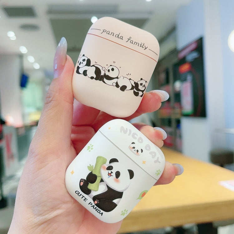For AirPods 2 / 1 Panda Pattern Earbuds Box Frosted TPU Case(Panda Family) - For AirPods 1/2 by PMC Jewellery | Online Shopping South Africa | PMC Jewellery | Buy Now Pay Later Mobicred