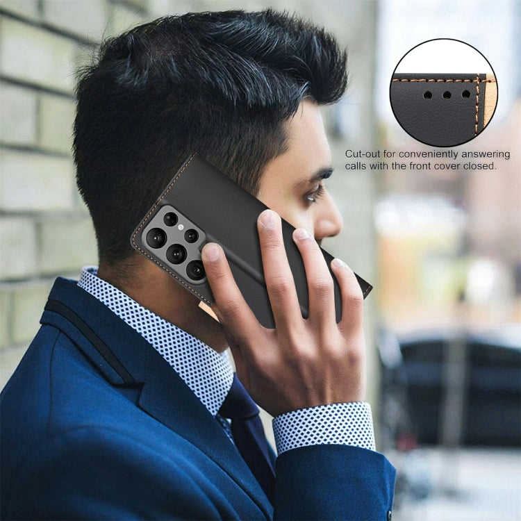 For Samsung Galaxy S25 Ultra 5G Color Matching RFID Anti-theft Leather Phone Case(Black) - Galaxy S25 Ultra 5G Cases by PMC Jewellery | Online Shopping South Africa | PMC Jewellery | Buy Now Pay Later Mobicred