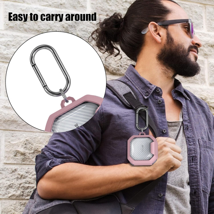 For Samsung Galaxy Buds2 / Live / Pro / FE Transparent Carbon Fiber TPU Hybrid PC Case with Hook & Holder(Purple) - Samsung Earphone Case by PMC Jewellery | Online Shopping South Africa | PMC Jewellery | Buy Now Pay Later Mobicred